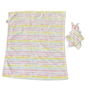 S.L. Home Fashions Striped Plush PINK BUNNY Rabbit Security Blanket Baby Lot